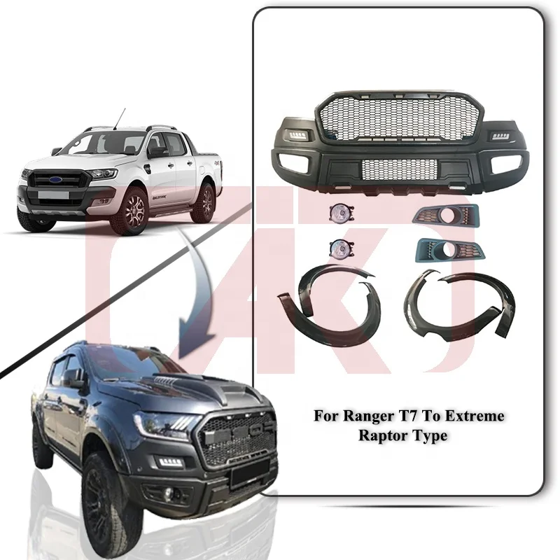 Car Front Bumper Facelift Upgrade Body Kits For Ford Ranger PXI PXII PXIII To F150 Raptor