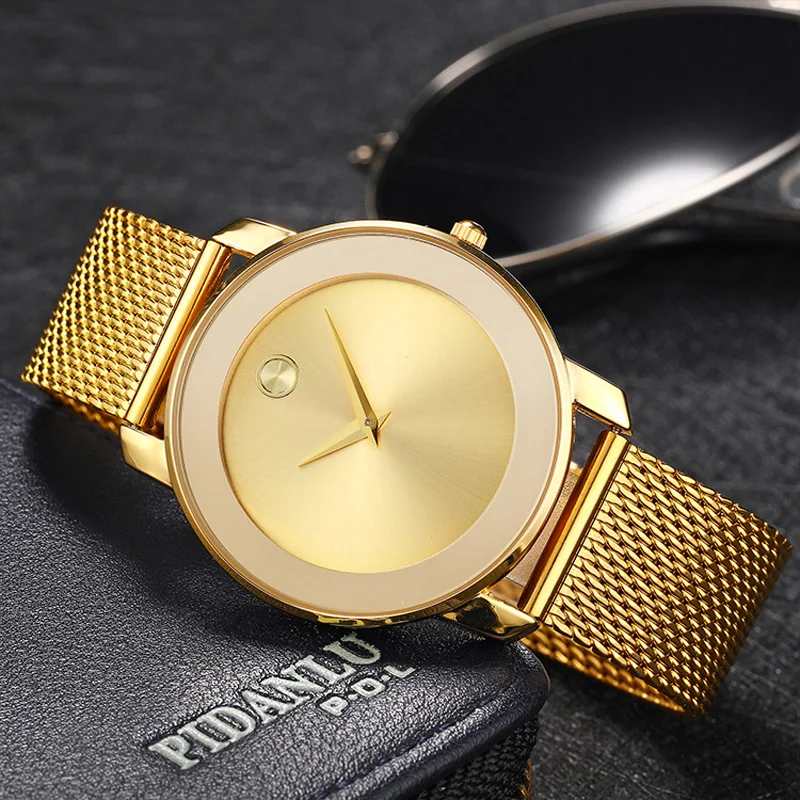 Luxury Gold Quartz Man Watch Vintage Round Watches for Men\'s Business Alloy Steel Strap montre Dropshipping Men Original Gifts