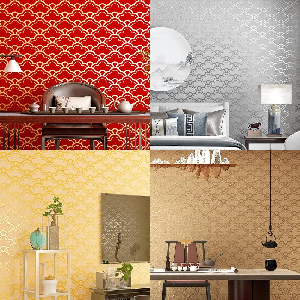 New Chinese Style Wallpaper Classical Zen Atmosphere Chinese Restaurant Dining Room Living Room Auspicious Cloud Pattern TV Back