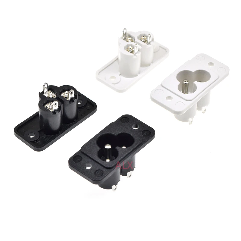 5/10 Pcs IEC320 C6 Inlet Plug 3 Pin Power Socket AC 250V 2.5A with Screw Mount Inlet White Black