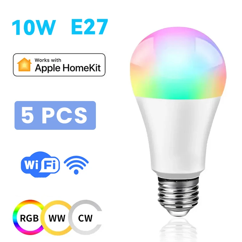 

Heltec WiFi E27 Colorful RGB Ball Bubble Smart LED Dimmable Light Bulb Light Smart Life App Control Support Apple HomeKit