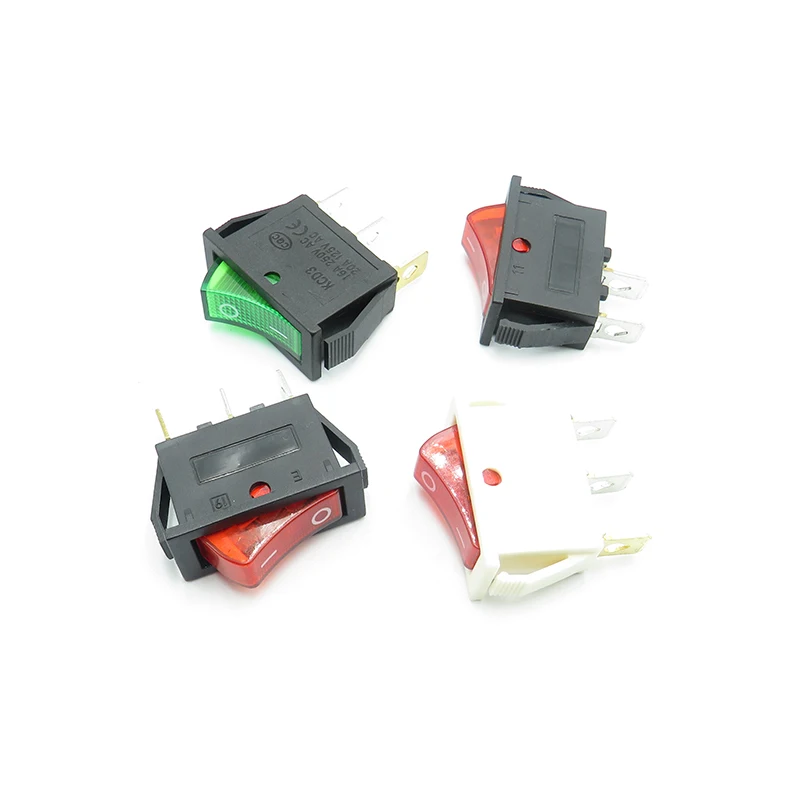 10PCS KCD3 power boat switch 13.5 * 31MM electric rice fryer 2/3 pin 2/3 gear with light cat eye black red (Yue Tiantai)