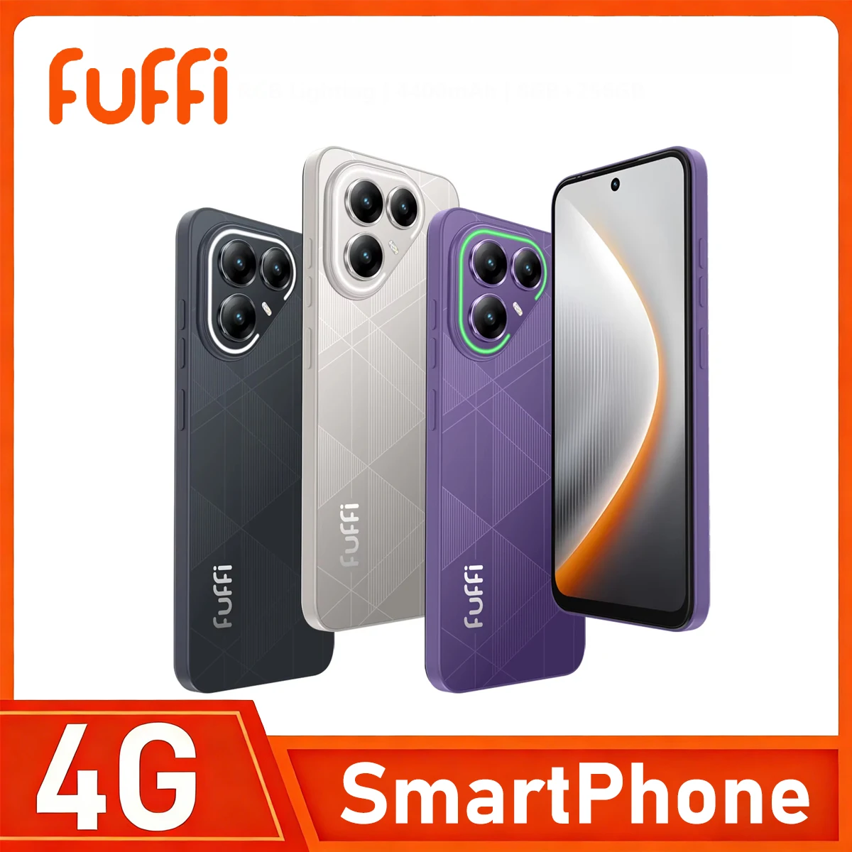 FUFFI-lighting Effect Mobile Phone Unlock Smartphone Android 12 6.67 inch Screen,8+256GB 13+16MP 4400mAh For Google Play Store