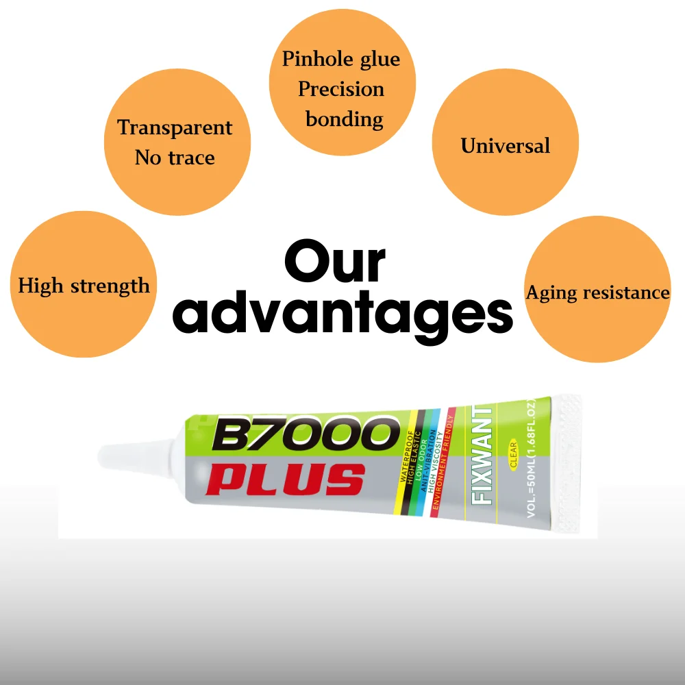 FIXWANT B7000 Plus CellPhone Screen Repair Glue Transparent B-7000 Universal Glass Plastic DIY Adhesive & Precision Applicator