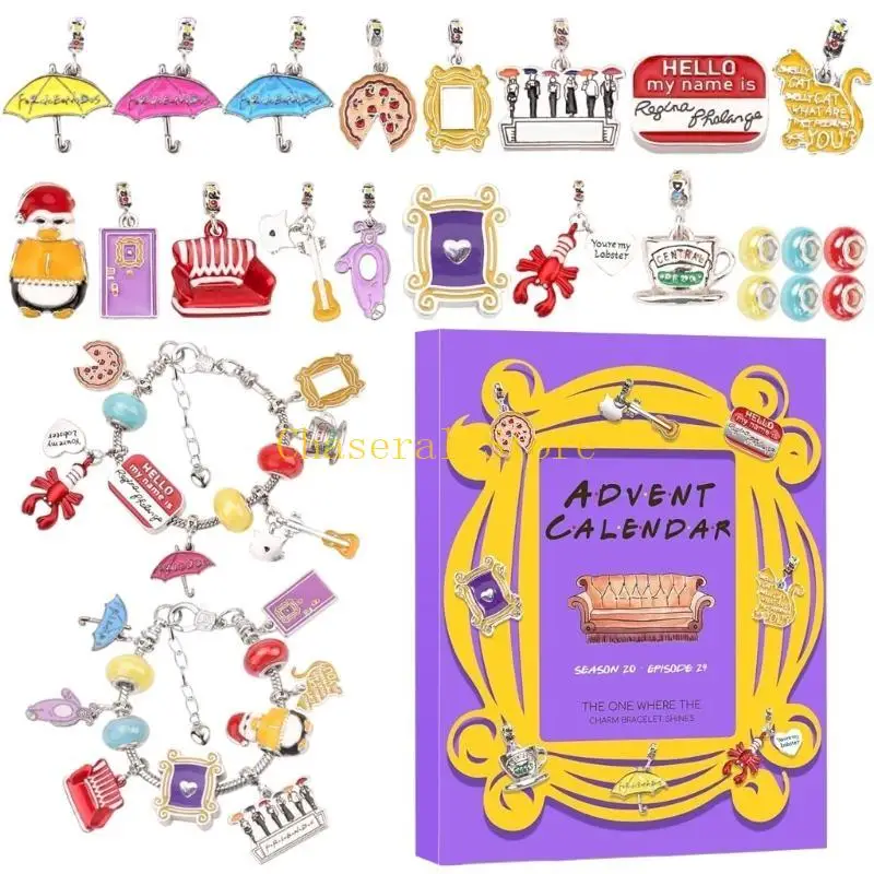 Charm Bracelet Advent Calendar 2024 DIY Bracelet Making 24 Days Christmas Countdown Calendar for Girl Kids Teens