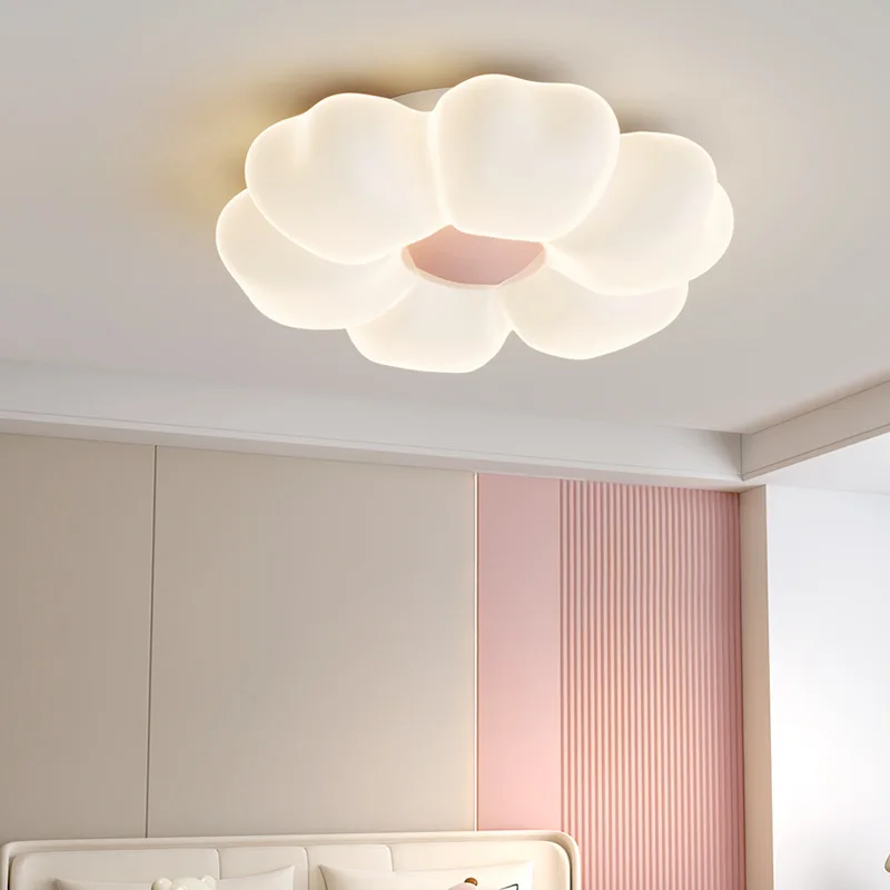 Children's Room Flower Ceiling Lights Pink Flower Princess Room Light Warm Romantic Girl Bedroom Nursery Baby Room Ceiling Lamps