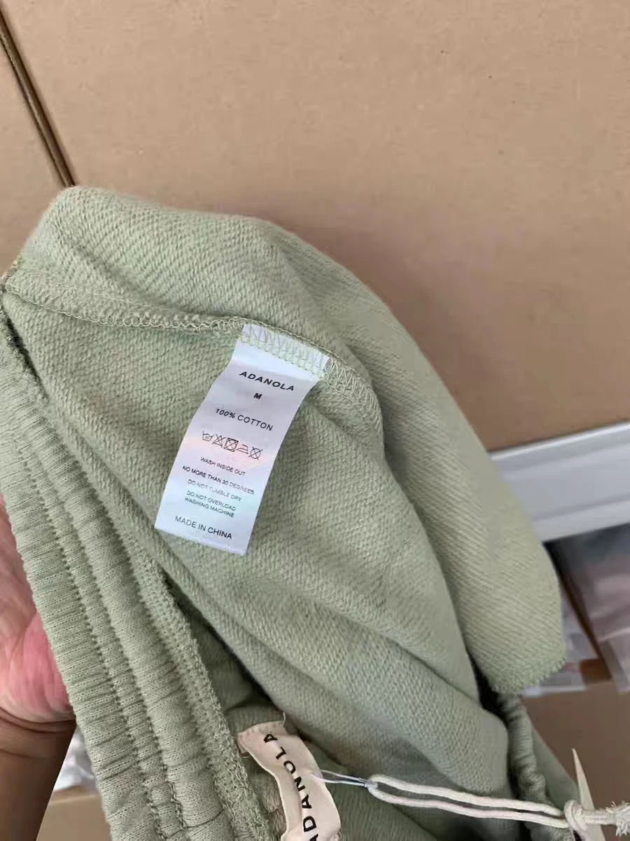 Spodnie dresowe damskie Fitn Spor Brand ADA z grubej bawełny, asymetryczne, luźne, długie spodnie typu string.