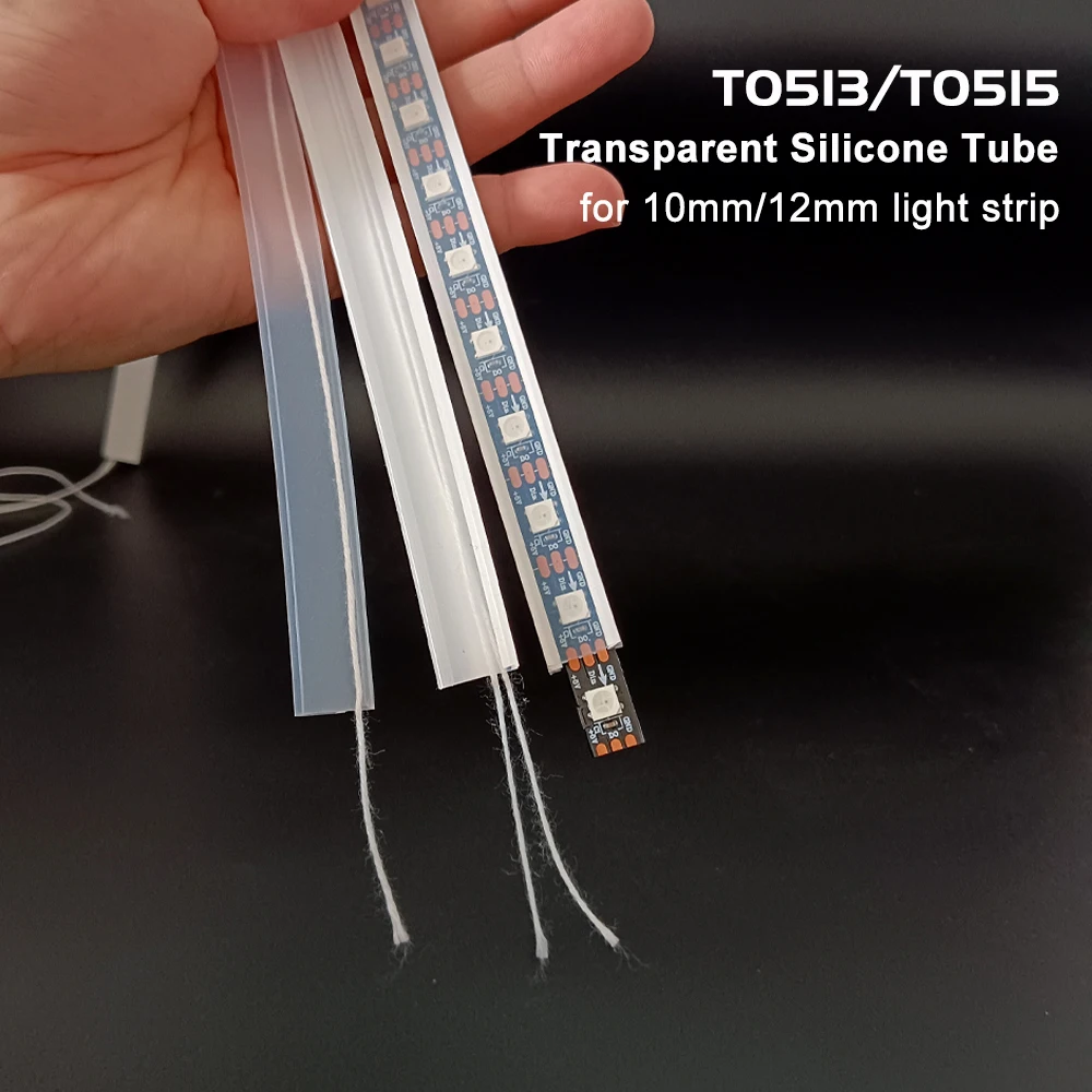T0513 T0515 Transparent Silicone Neon Tube Flexible Silica Gel Cover For 10mm 12mm WS2812 WS2811 LED Strip Light IP67 Waterproof