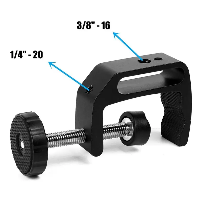 [LXYA68Z!] Adjustable Camera Clamp Mount With Double Ballhead For Monitor