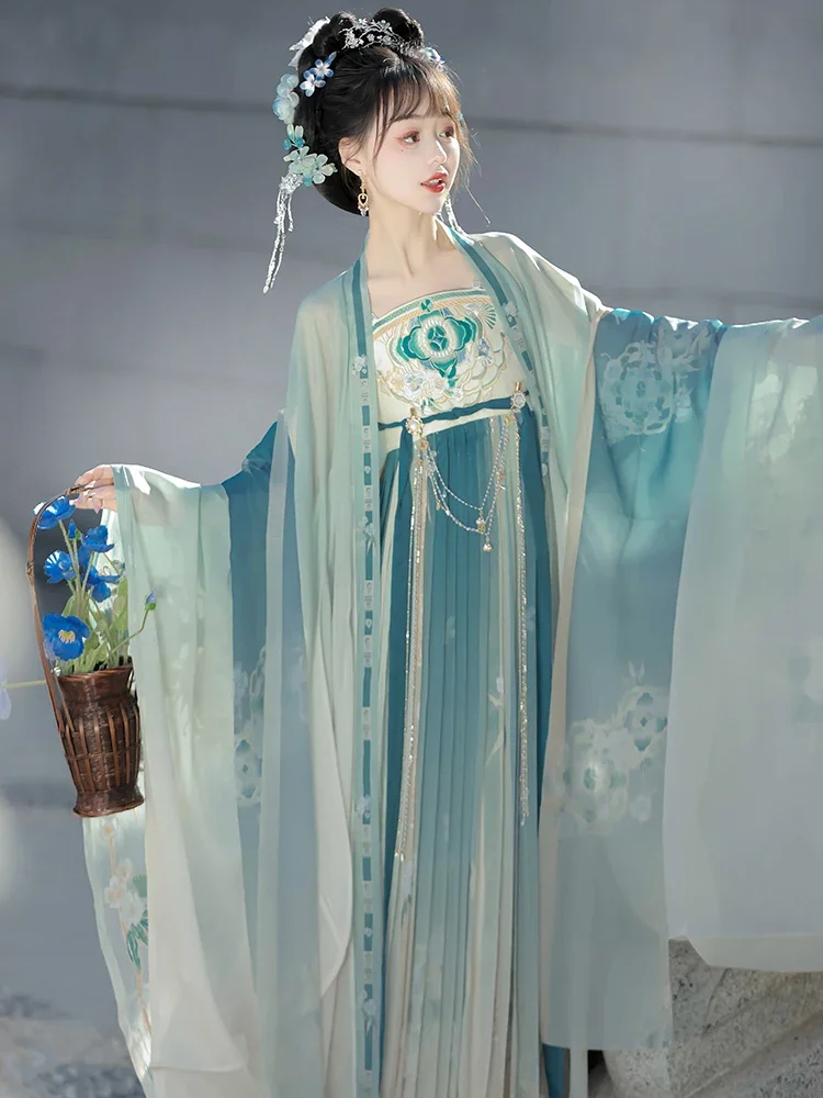 จีนแบบดั้งเดิมHanfuผู้หญิงชุดโบราณOrientalชุดเจ้าหญิงElegance Tang Dynastyเต้นรําFairyชุดคอสเพลย์