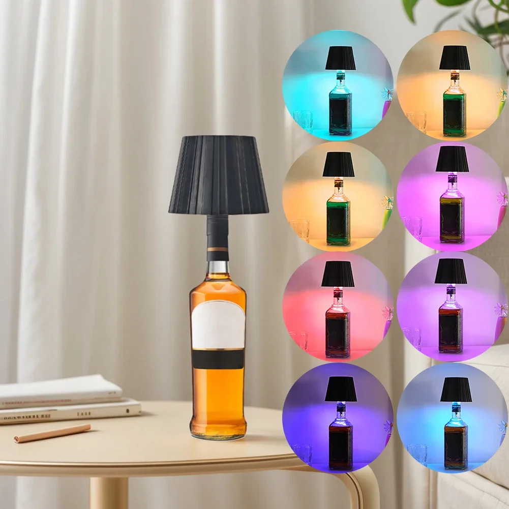 Wireless Bottle Lamp 3 Color + RGB Wine Bottle Lamp Touch-Control Decorative Night Light for Any Bottle Bedroom Restaurant & Bar