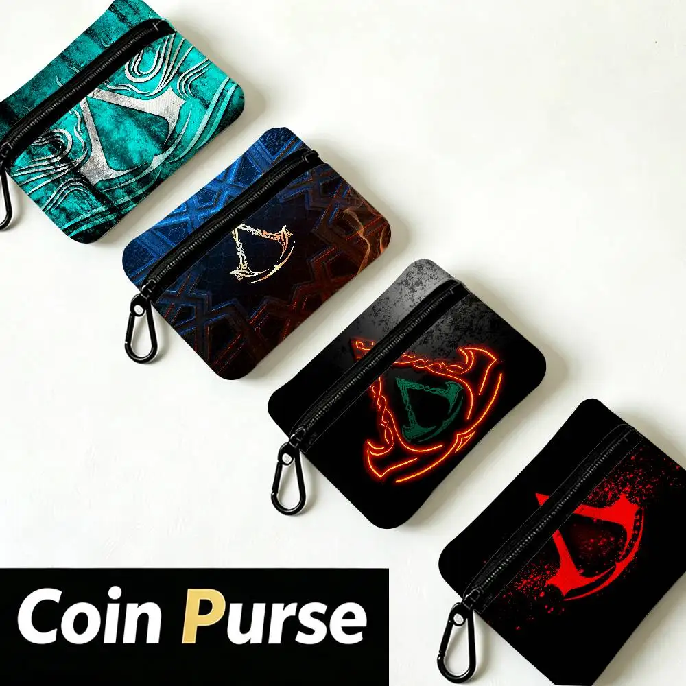 A-Assassin C-Creed Game Portable Oxford Fabric Mini Wallet Carabiner Design Small Coin Bag For Cards Keys Earphones