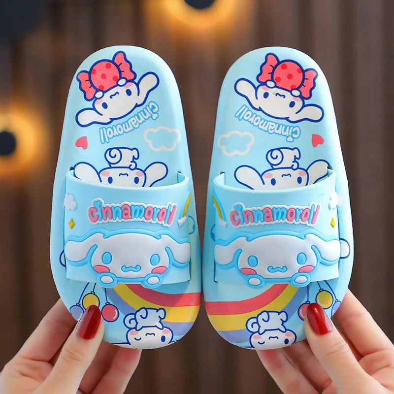 Sanrio Slippers Kawaii Hello Kitty Anime Kuromi Cinnamoroll My Melody Cute Kids Summer Beach Outdoor Non-Slip Slippers Girl Toys