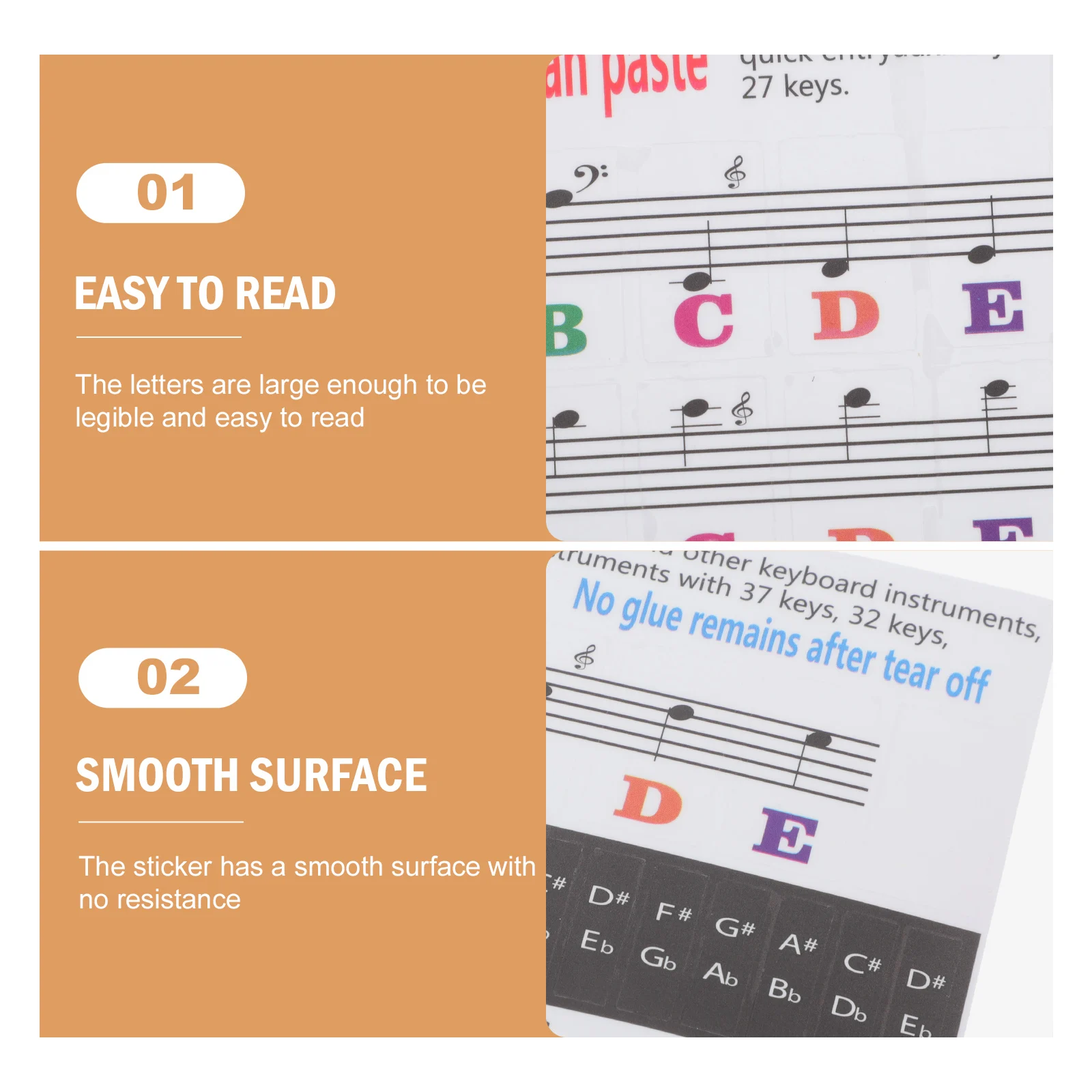 

3pcs Melodica Keyboard Stickers Scale Stickers For Kids Practice Clear Durable Removable Smooth Surface Easy Learning Instrument