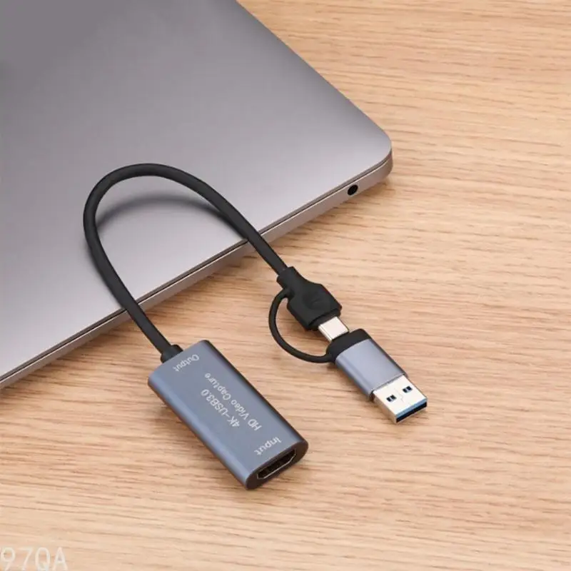 

97QA Game Video Capture Card USB+Type C to HDTV 2K 30HZ Recorder Video Gaming Console Camcorder Low Latency Converter