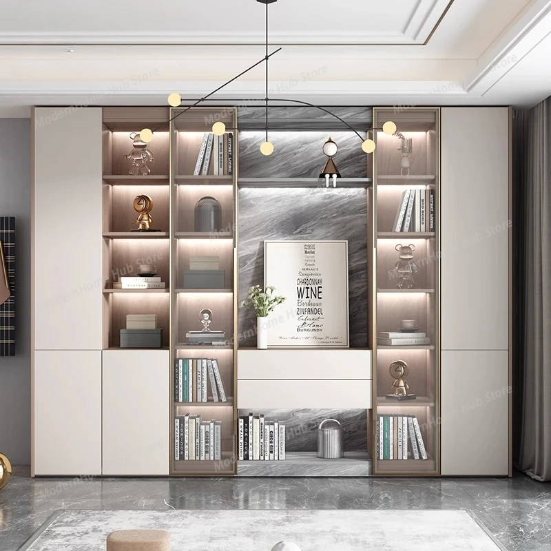 Luxury Nordic Living Room Cabinets Librero Storage Display Cabinets House Container Bookshelf Wood Gabinete Trendy Furniture