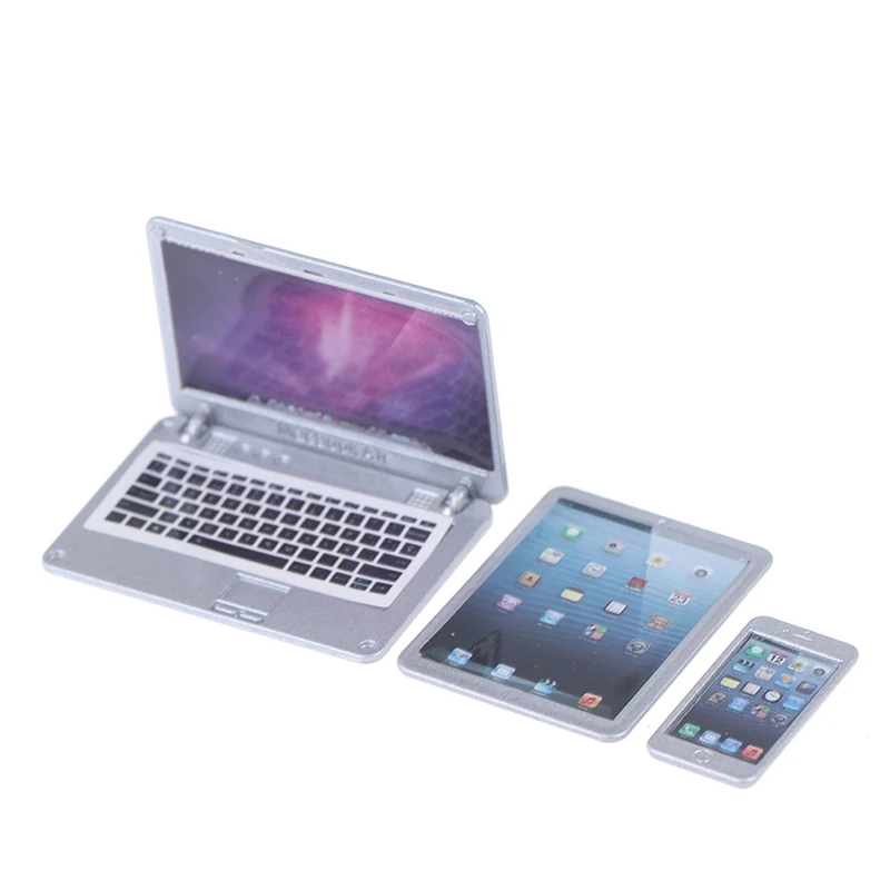 【M】3Pcs/set 1/6 Scale Dollhouse Miniature Mobile Phone Tablet Computer For Dolls