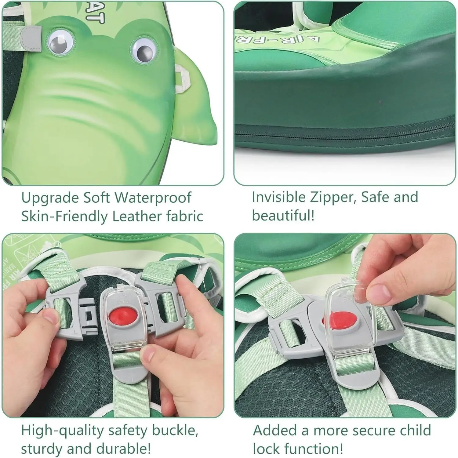 H-Baby Float Upgrade Add Tail Baby Float with Canopy for Infant Waist Swimming Ring Swim Trainer Non-Inflatable Floats Toys with