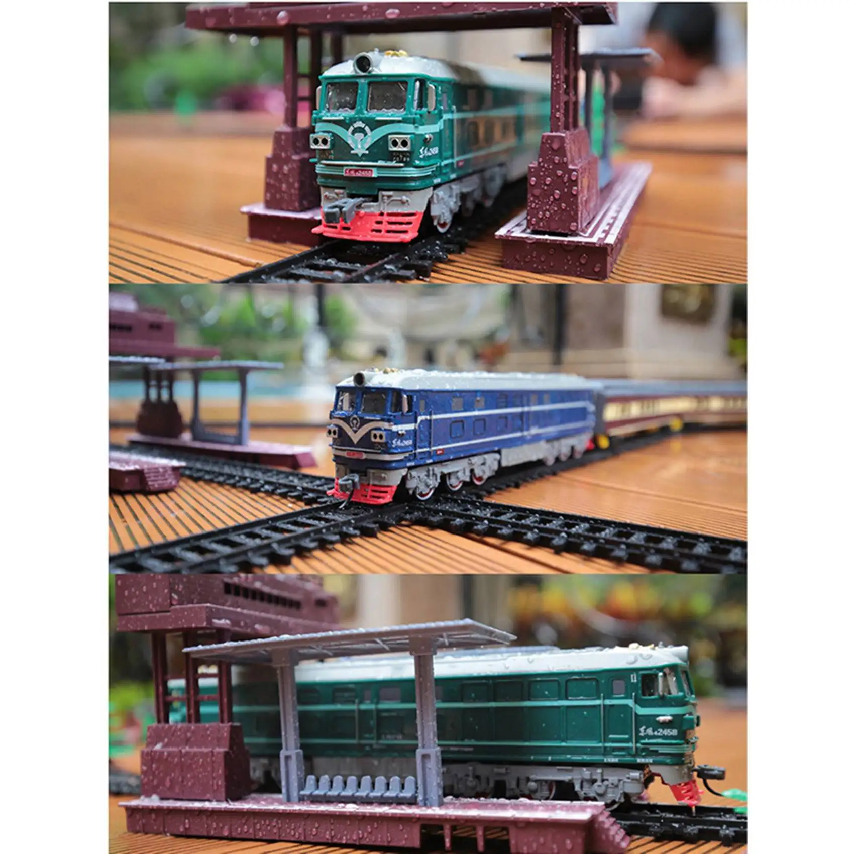 

T84C-2 Pcs Simulation 1:87 Internal-Combustion Locomotive Model Acousto-Optic Train For Children Gift, Blue & Orange