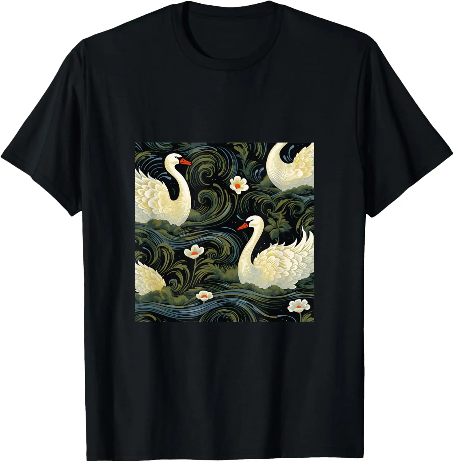 Swan Pattern T-Shirt