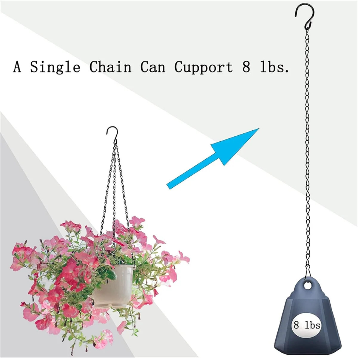 متوفر ~ 10 قطع خطافات نباتية مقاس 19.7 بوصة لسلال معلقة، سلاسل معلقة سوداء مع خطاف S ومشبك للزراعة ومغذيات الطيور