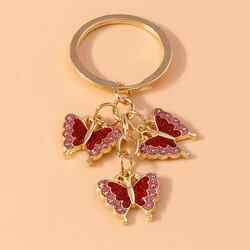 Delicate Enamel Sequin Butterfly Keychain for Women Girls Key Ring Pendant Handbag Accessories DIY Handmade Jewelry Gifts