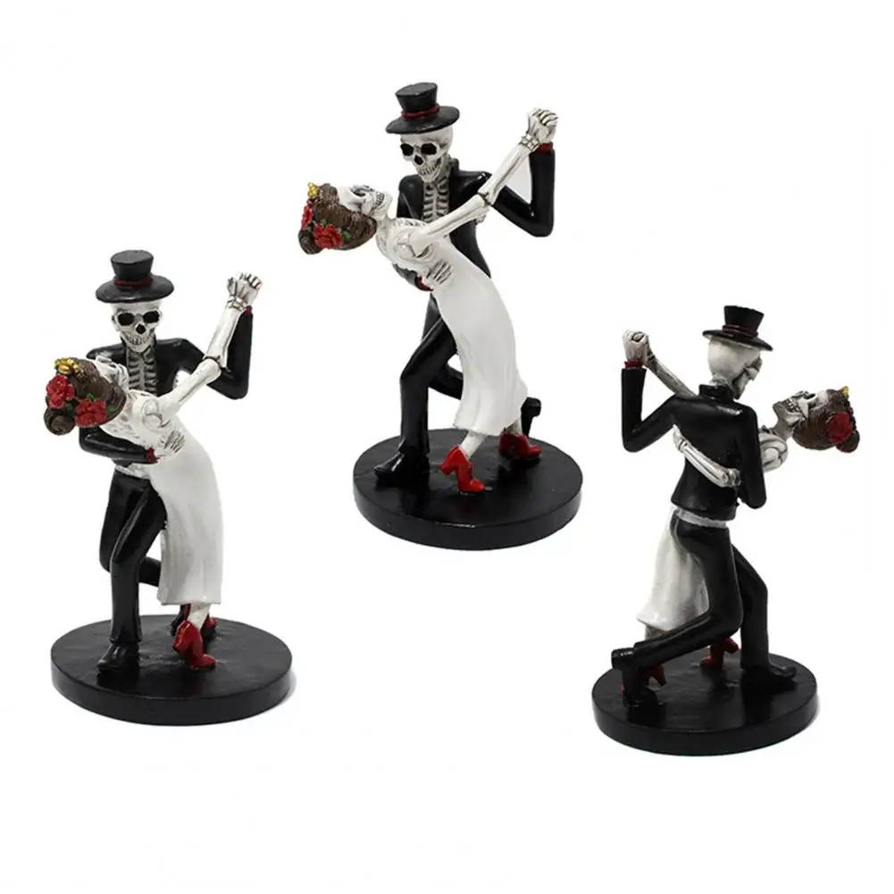 Halloween Resin Skull Wedding Figurine Featival Theme Gothic Skeleton Ghost Ornament Decorative Spooky Festival Party Supplies
