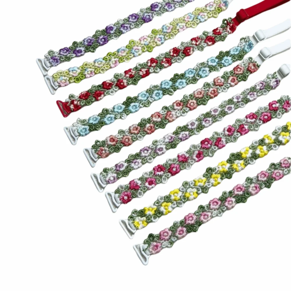 Removable Floral Bra Straps Adjustable Anti-slip Shoulder Straps Sweet Flowers Polyester Floral Shoulder Belts