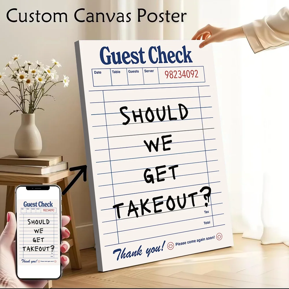 Funny Takeout Guest Check Canvas Poster Wall Art Customizable High Quality Printed Picture for Modern Living Room Paintings the