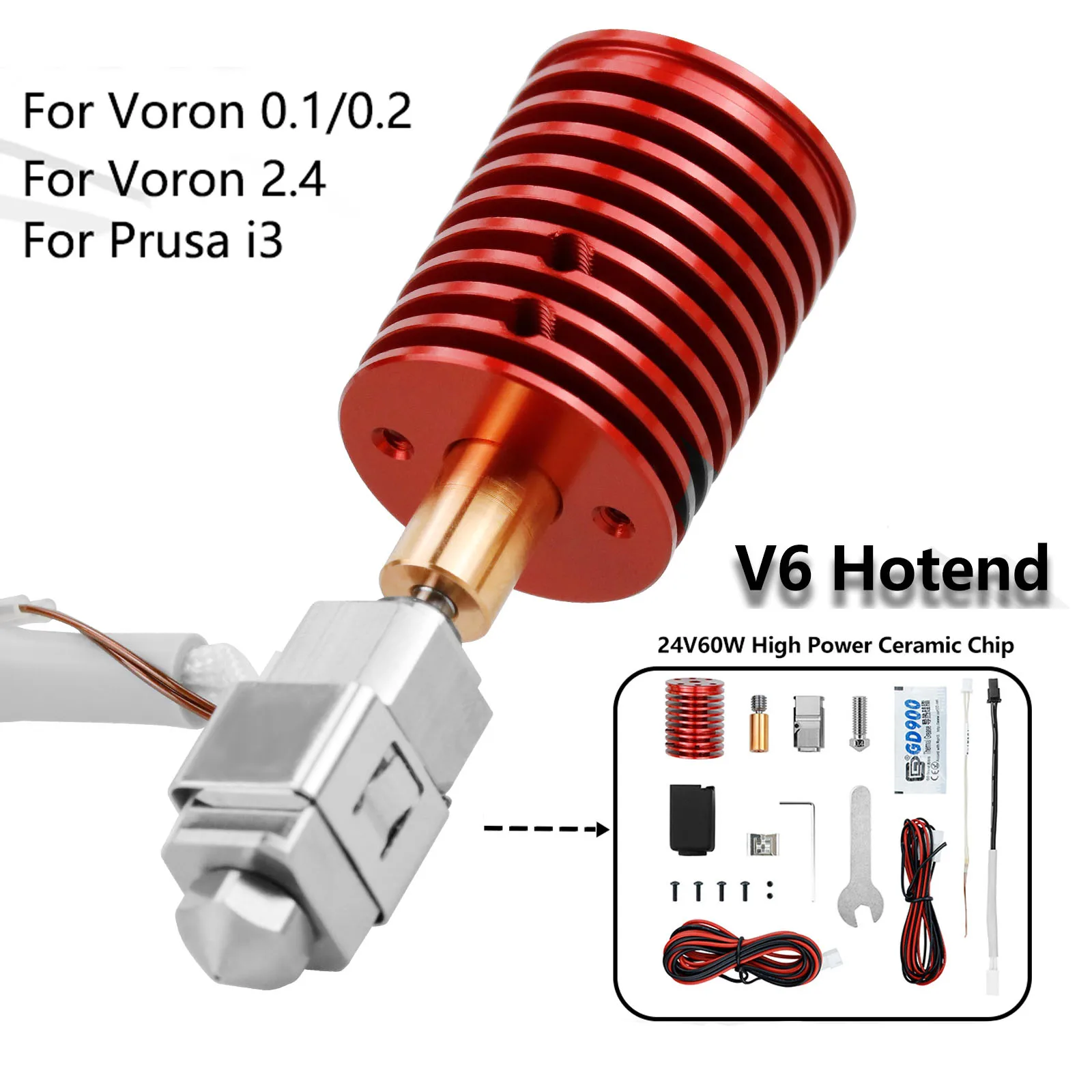 

Запчасти для 3D-принтера Prusa, новый модернизированный комплект V6 Voron Hotend, сопло Volcano 1,75 мм, биметаллическая Горловина для Voron 0,1/0,2/2,4