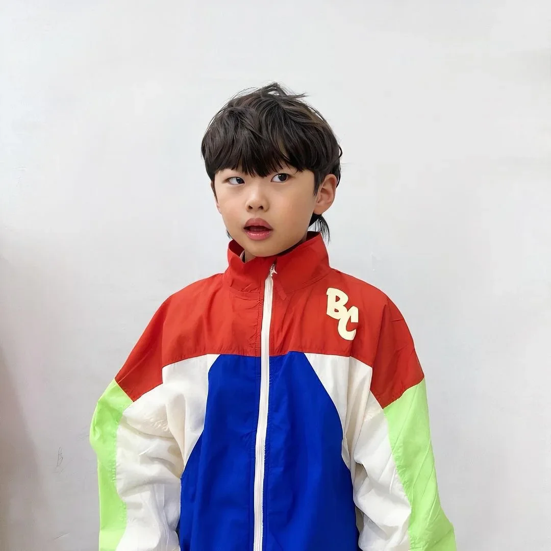 Children\'s Set Spring Summer 2024 BC ins Style Boys Color-Block Thin Jacket Kids Windbreaker Girls Sweatshirt Set