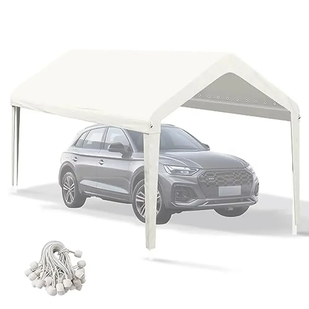 Carport Canopy 12x20 Heavy Duty Replacement Cover 800D Oxford Waterproof UV Protected Snowproof Anti-Fade Rainproof Ball Bungees