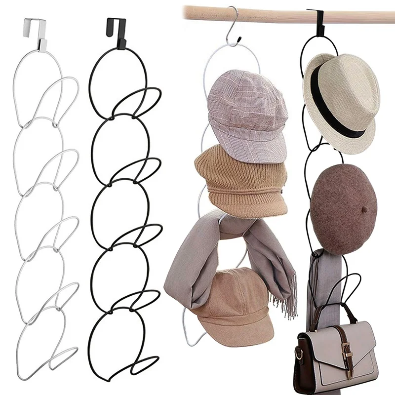 

5pcs Baseball Cap Rack Hat Display Holder Door Closet Clothes Scarf Towel Round Storage Shelf Home Organizer