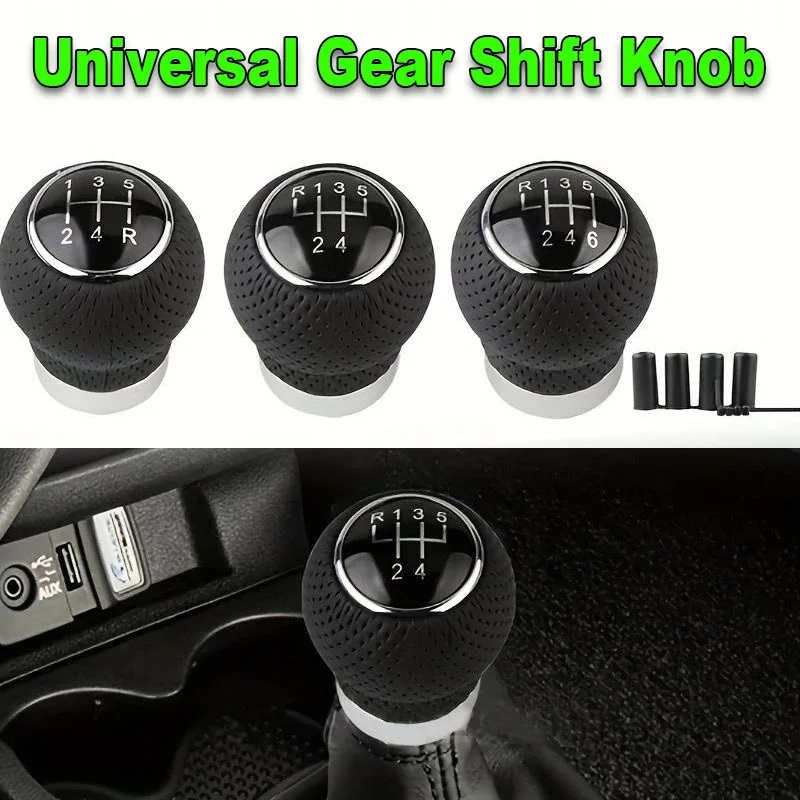 

Universal Gear Shift Knob Black PU Leather Manual Gear Shift Knob Shifter 5/6 Speed Manual Transmission Car Auto Parts