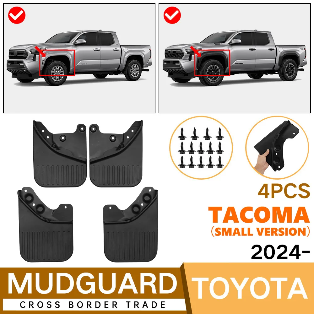 For Toyota Tacoma 2024-2025 Version Soft Rubber Mud Flaps Custom Fit Wheel Splash Guards Exterior Protector Accessories
