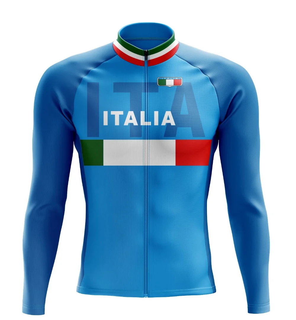 ITALY Team Cycling Jerseys Man Long Sleeve Cycling Shirts Bicycle Cycling Clothing Kit Mtb Bike Wear Triathlon Maillot Ciclismo