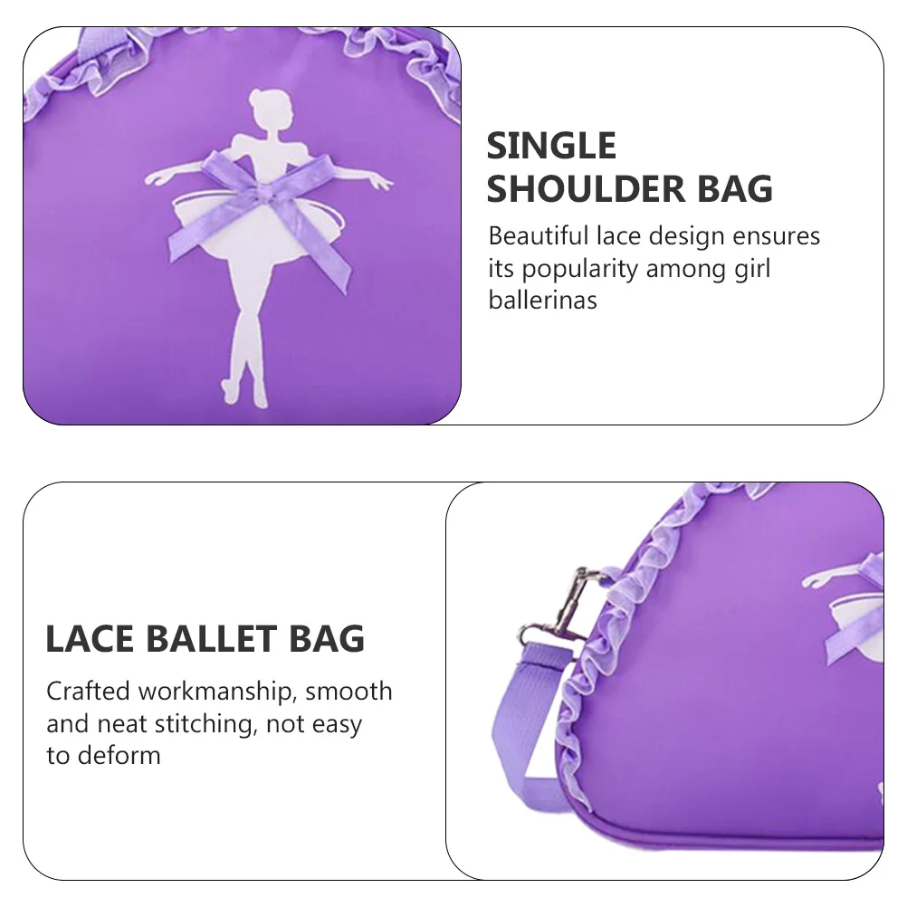 

Dance Oxford Cloth Lightweight Storage Tote Beautiful Lace Design Kids Ballet Bag Versatile Outdoor Use Fitness Bag