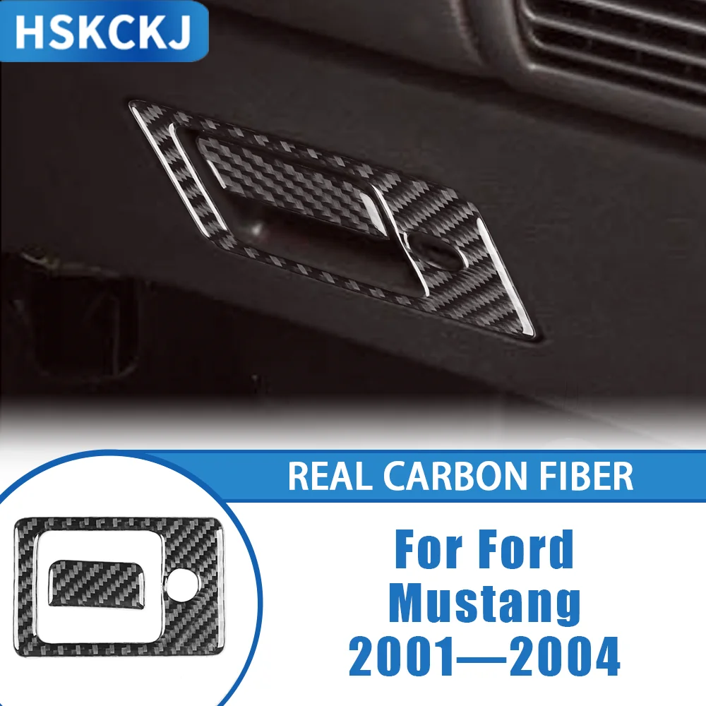 

For Ford Mustang 2001—2004 Carbon Fiber Interior Car Accessories Copilot Storage Box Handle Panel Cover Trim Modified Sticker