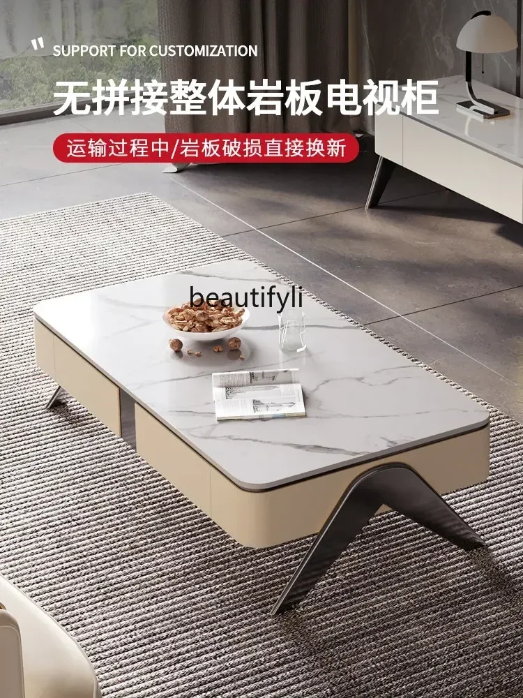 

D178 Y CXH Combination Light Luxury Modern Living Room New High-End Saddle Creative Square Leather Tea Table