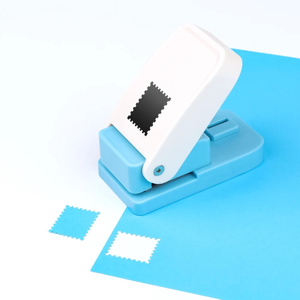 1X0.8inch Rectangular Postage Stamp Punch, Scalloped Rectangle Lever Action Craft Punch for Paper Crafting Scrapbooking DIY Card