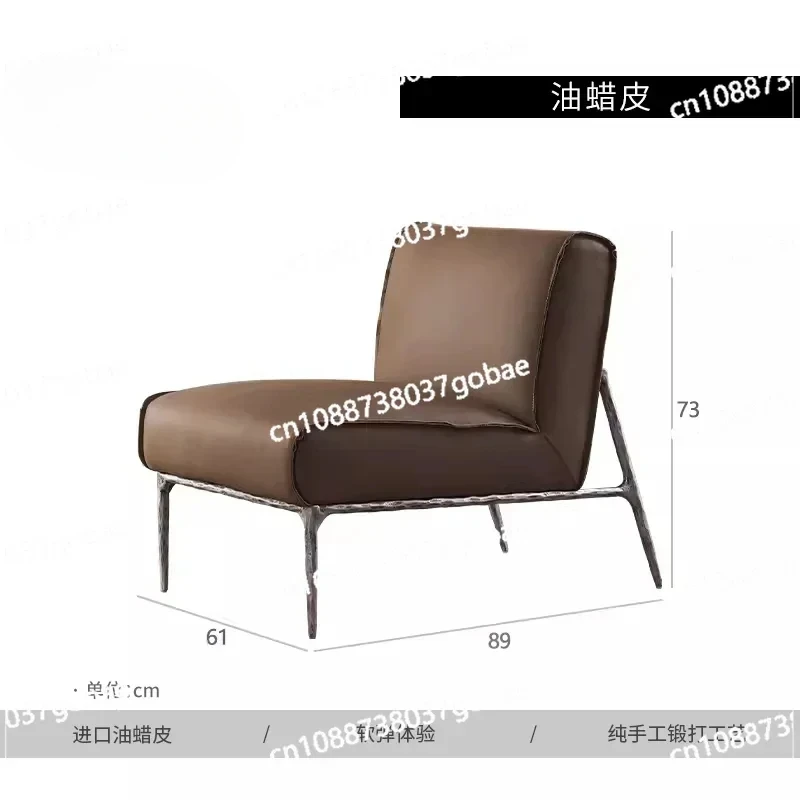 Simple Leather Casual Sofa Chair Living Room Meeting Guests Antique Iron Single Sofa Recliner Home Decoration Accessories