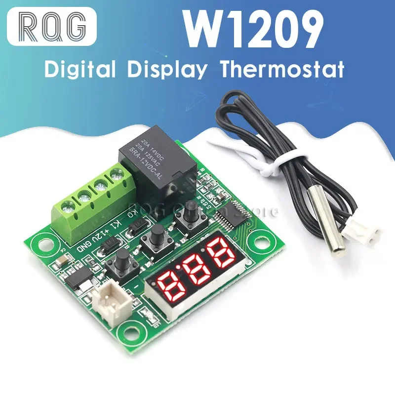 Termostato de temperatura frío y calor, interruptor de control de temperatura, controlador de temperatura, termómetro, controlador, W1209, DC 12V