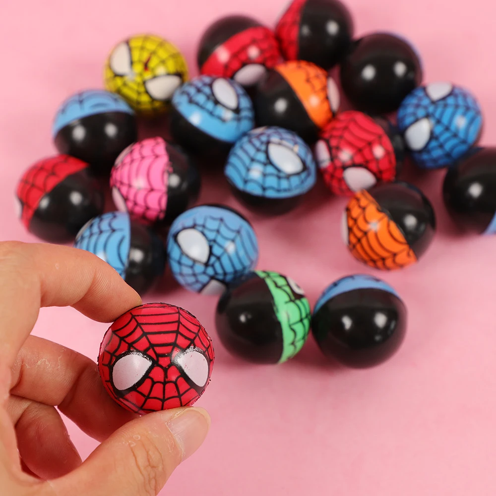 5Pcs 32mm Funny Spider Bouncy Ball Funny Outdoor Sport Game Jumping Ball Toy for Baby Shower Birthday Party Favors Pinata Filler