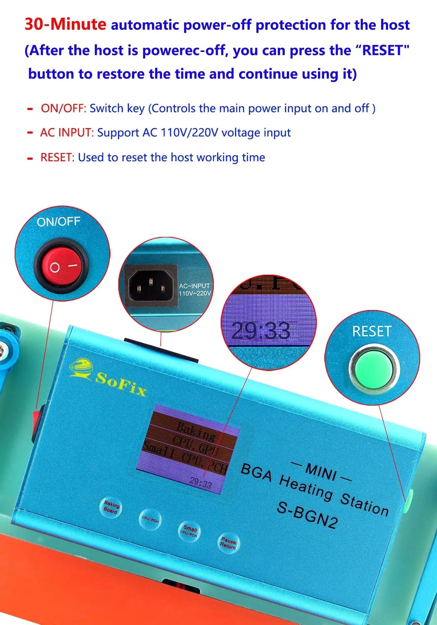 

S-BGN2 Mini BGA Heating Station Series New Condition Upgrade Processor Graphics Card Replace T2/RAM/NAND Chip PLC Core