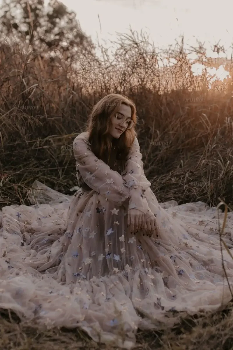 Vestido de tul de estrellas brillantes para sesión de fotos para mujer, ropa de dormir para boda, fiesta de graduación, bata de maternidad, fotografía, Boudoir nupcial