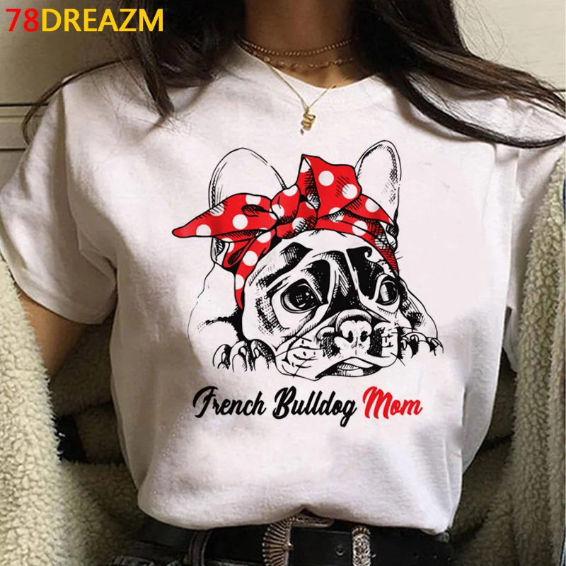 French Bulldog top women summer designer anime Tee female graphic streetwear anime clothes