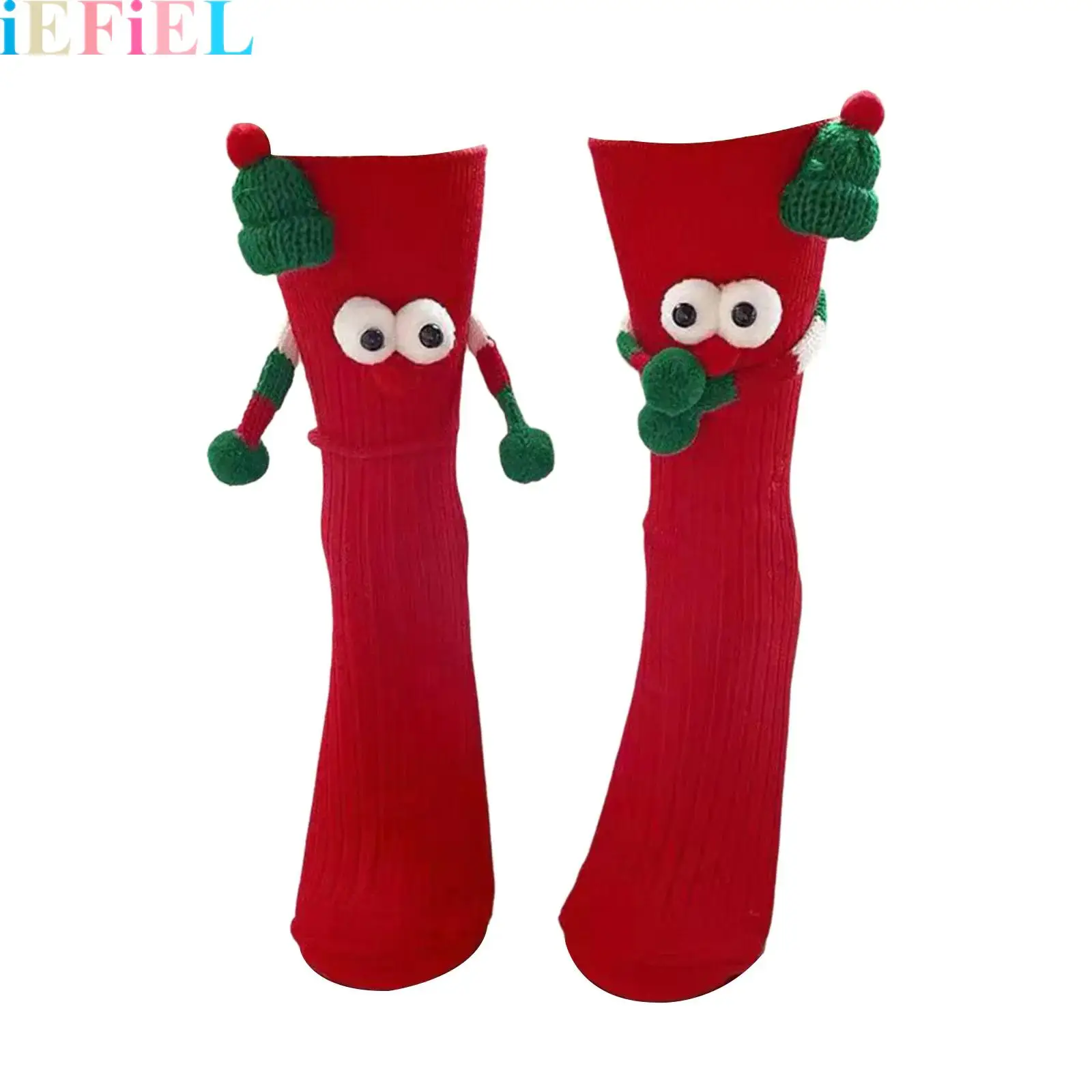 

1Pair Christmas-Themed Stockings Novelty Magnetic Hand-Holding Socks Cute Xmas Socks for Adult Kid