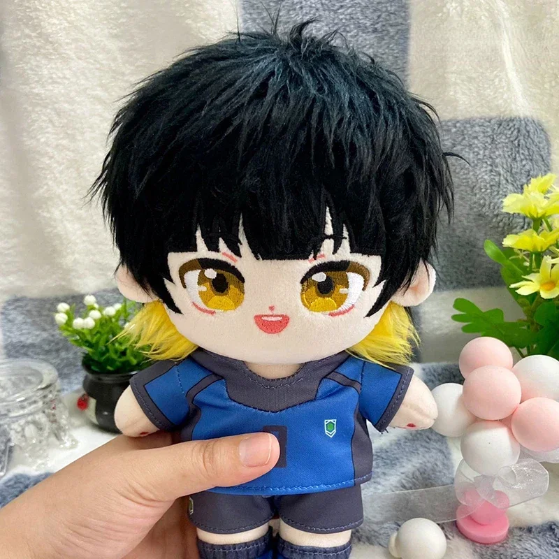 20cm Anime azul L Bachira Meguru Kawaii Cosplay muñeca  algodón con ropa vestido  dibujos animados peluches suaves figuras  jugu