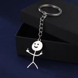 COOLTIME Middle Finger Keychain Stainless Steel Funny Rude Gesture Mini Figure Bag Car Keyring Gift for Friends Prank