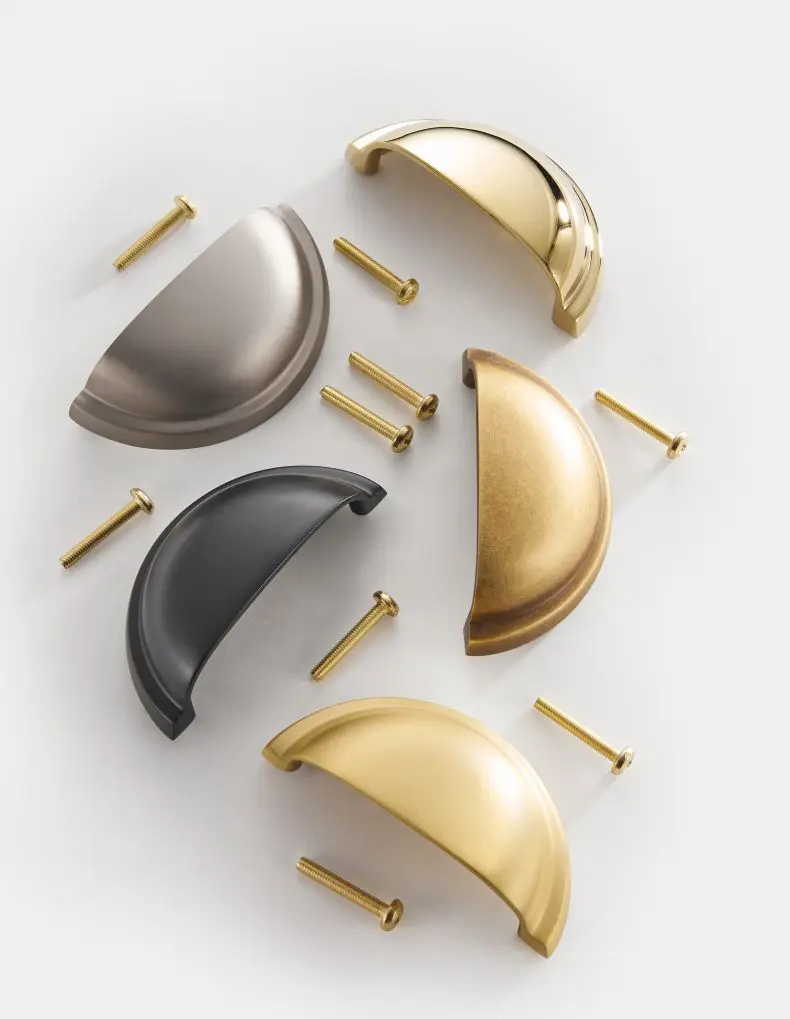 Dooroom Messing Möbel Griffe Matt Gebürstet Nickel Gelb Bronze Tasse Griff Schrank Schrank Kommode Schuh Box Schublade Bin Zieht – Detail 9